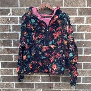 Prana Polar Escape Multicolor Half Zip Fuzzy Fleece lined Hoodie Size Medium